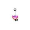Gatte Pink Butterfly Heart Rhinestone Zircon Rabbit Double Belly Button Ring