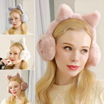 Утолщенные Плюшевые Плюшевые Накладки на Уши Мультяшные Кошачьи Лапки Наушники Модные Теплые Наушники Для Улицы