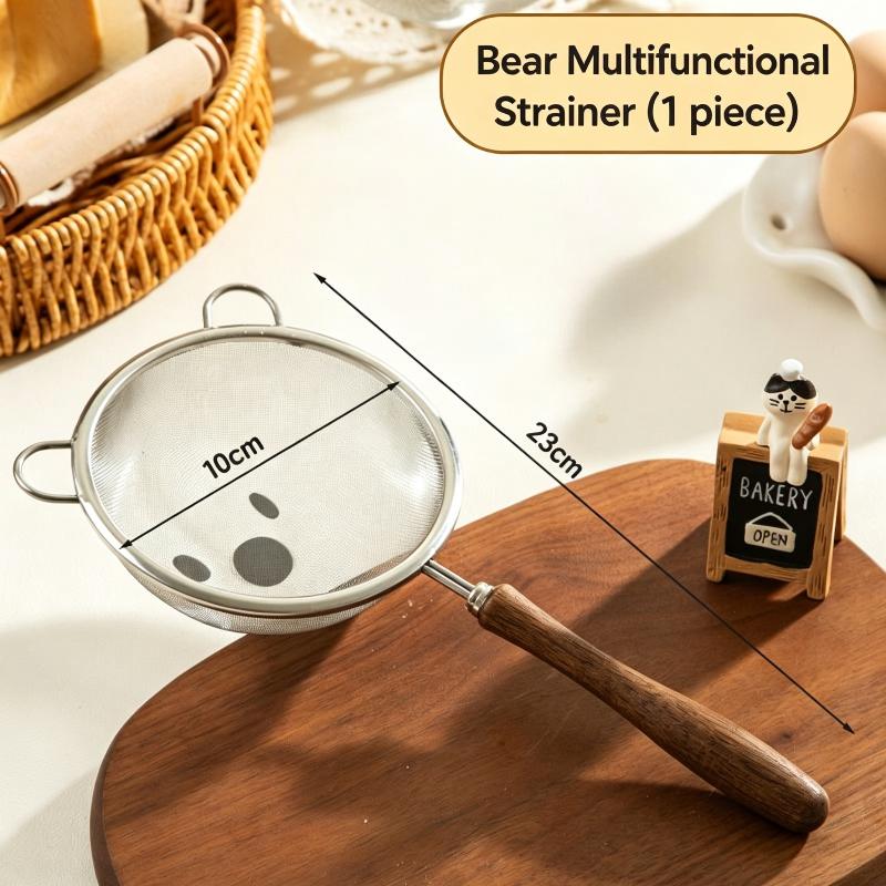 Fine Filter Strainer 304 Stainless Steel Wooden Handle Complementary Food Soybean Milk Filter Residue Spoon