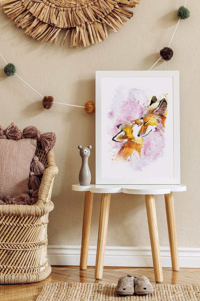 Плакат лиса лиса семья лис