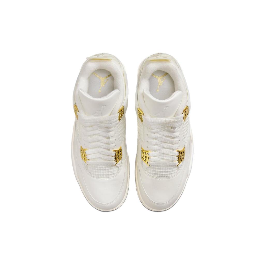 Air Jordan 4 Retro Metallic Gold Женские кроссовки Кремовый Парус Черный AQ9129-170
