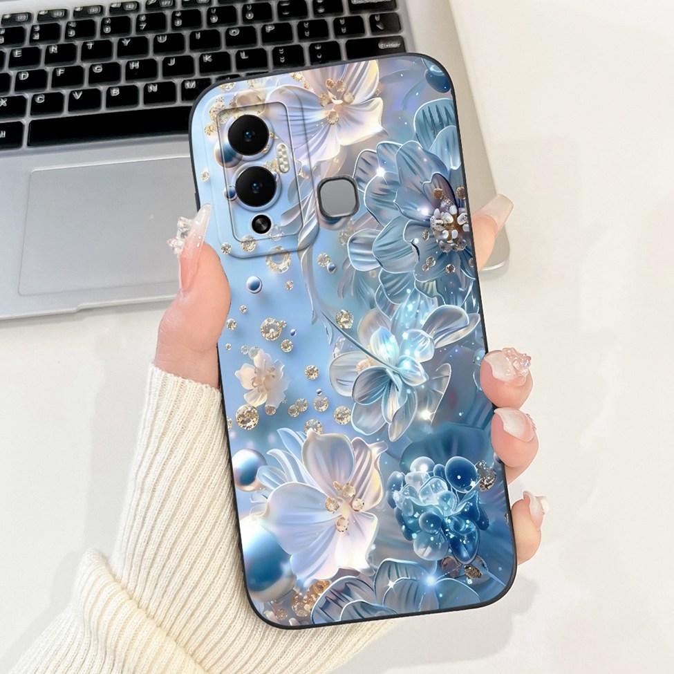 For Infinix Hot 12 Play Case Silicone Cute Fashion Butterfly Love Painted For Cover Inifnix Hot 12 Play Phone Case X6816 X6816C