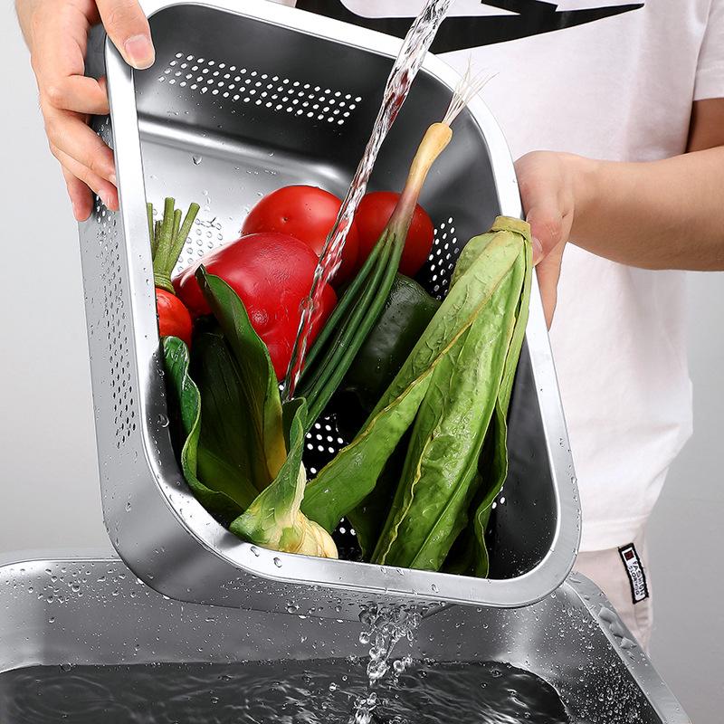Кухонный поддон для хранения продуктов питания Thicken, прямоугольный, из нержавеющей стали, для выпечки, хлеба, овощей, фруктов, с крышкой