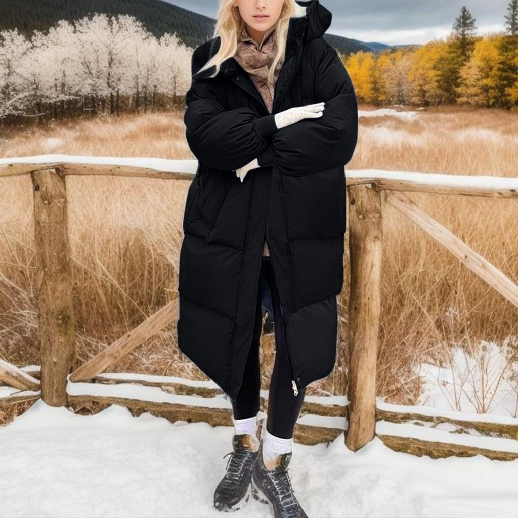 Женское однотонное толстое свободное длинное выше колена стеганое пальто Bread Coat