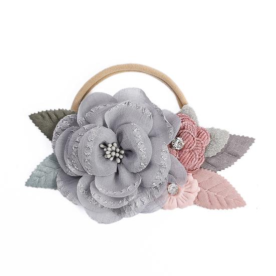 Детская повязка на голову с искусственным цветочным принтом, мягкие эластичные стразы, декоративная подарочная ткань, повязка для волос для новорожденных, головные уборы для девочек, аксессуары для волос