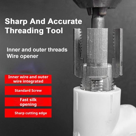 Интегрированный инструмент для внутренней и внешней резьбы труб, сверхпрочный универсальный инструмент двойного назначения для нарезания резьбы труб из ПВХ