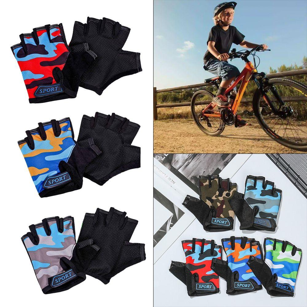 Skating Riding Equipment Camouflage Bike Mittens Children Cycling Gloves Half Finger Golves