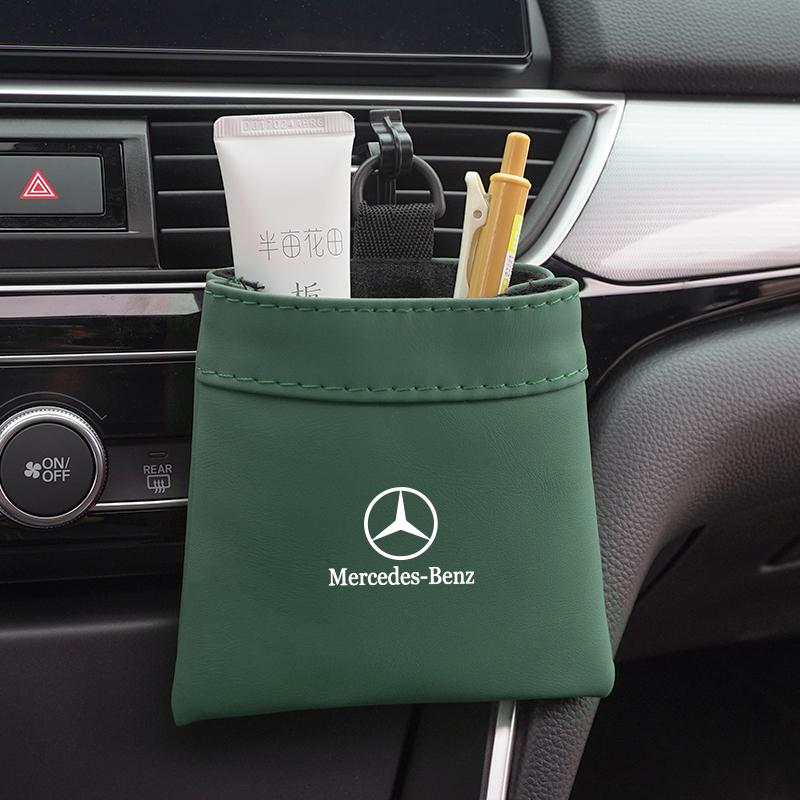 MEA4   Auto Air Vent Leather Storage Pocket Car Small Things Storage Accessories For Mercedes-Benz GLC X253 X254 C-Class W205 W206 W177