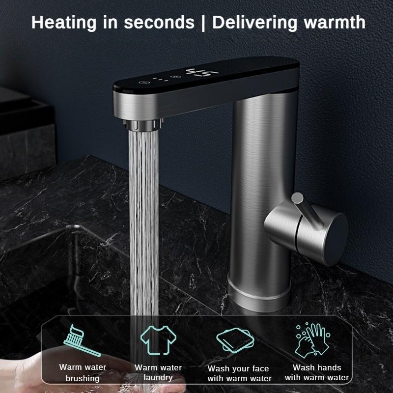 3400W Stainless Steel Instant Heating Faucet In The Bathroom Digital Display Electric Faucet Cold and Hot Dual-purpose Ceramic Valve Core Faucet