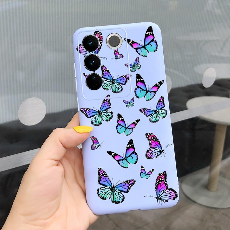 Чехол для Vivo V27 Pro Задняя крышка для Vivo V27e Модный чехол-фунда конфетного цвета с рисунком для Vivo V27 5G V 27e V27Pro V2237 V2230 Мягкий чехол
