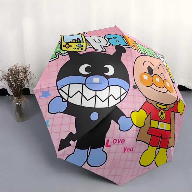 1PC Anpanman Automatic Folding Umbrella, Automatic Folding Umbrella with 8 Ribs, Convenient for Outdoor Use  026