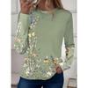 Women's T Shirt Long Sleeve Crew Neck Long Sleeve Tunic Floral Casual Regular Tops Daily Print Sage