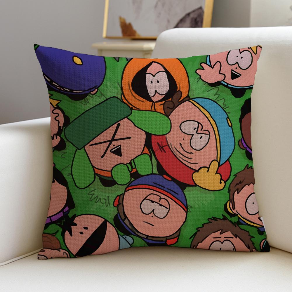 Satirical SSouth ParkS Cushion Cover Breathable and skinfriendly linen pillowcase square removable and washable cushion