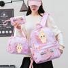 4Pcs/set Cute Anime Printed Backpack Lunch Bag Pencil Bag 750Ml Water Bottle Girl Student Large Capacity Waterproof Schoolbag