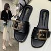 2021 Slippers Women's Summer Good Buckle One-word Drag Women's Flat Sandals Fashion Casual Wear Student Sandals Tide