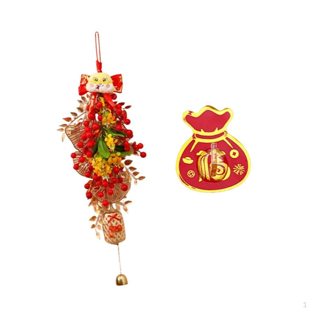 Chinese Year Decoration Artificial Wreath for Front Door Accessories with Hook Crafting