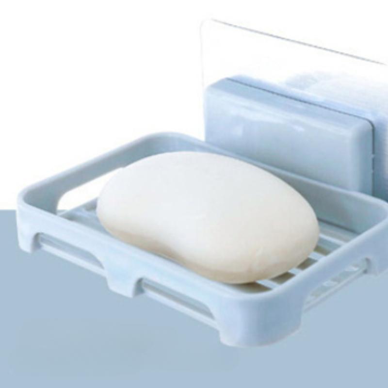 Soap Rack No Drilling Wall Mounted Double Layer Soap Holder Soap Sponge Dish Bathroom Accessories Soap Dishes Self Adhesive
