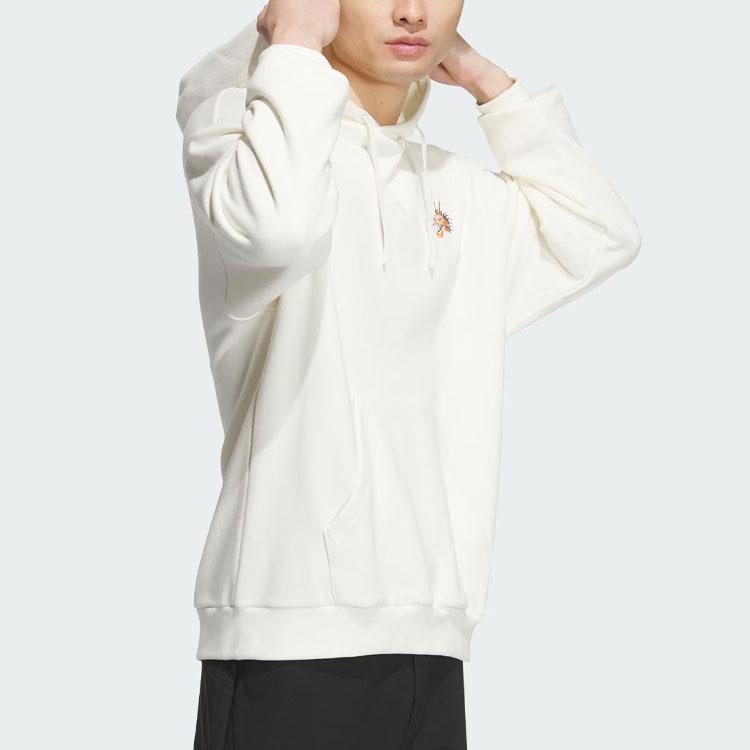 Adidas FW23 Год Дракона Серия CNY Толстовка с вышивкой Мужская толстовка с капюшоном белого цвета JE6115