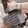 Autumn and Winter Coffee-colored Warm Fleece Embroidery Casual and Versatile School Style Thigh-high Socks with Fleece Warmth Wool Socks for Women