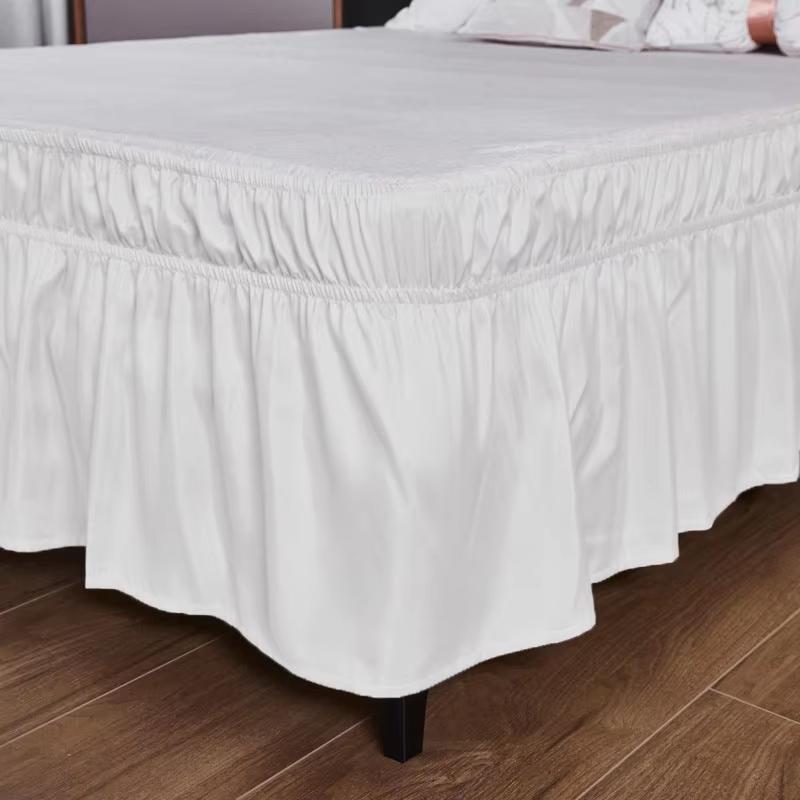 1PC 2m/78.74inch Solid Color Elastic Wrap Around Bed Skirt Wave Edge Fade Resistant Skin-Friendly for Home Hotel