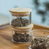 Диаметр 5 см Мини прозрачные стеклянные банки для чая Цветочный чай Кофейные зерна герметичная банка Бамбуковая деревянная крышка для дома и путешествий Бутылка для хранения