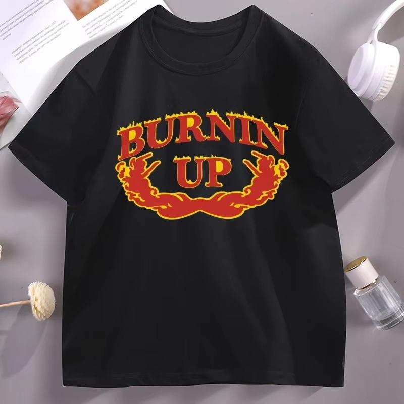 Burnin Up Graphic Tshirt Mens Clothes Causal Short Sleeve High Quality Breathable Tshirt Male Clothes Y2k Fashion Tee Unisex