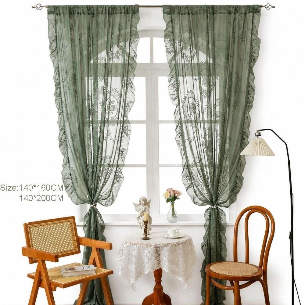 Solid Color Window Curtains French-Style Gauze Curtains Fashion Lace Curtains Home Decoration