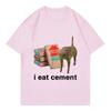 Модные I Eat CeUnisext Книга Кот Смешные Футболки Унисекс Женская Футболка с Котом Круглый Вырез Короткий Рукав Модная Футболка Уличная Одежда Топы
