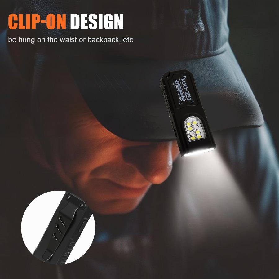 Компактный мини-светодиодный фонарик с USB-зарядкой, рабочим COB-светом и брелоком