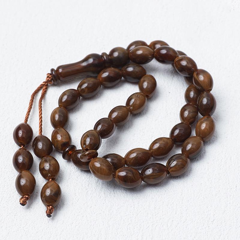 Исламский тасбих из 33 бусин, Розарий для молитвы, Бусины 9x12 мм, Ручная нить Хуэй из Ближнего Востока