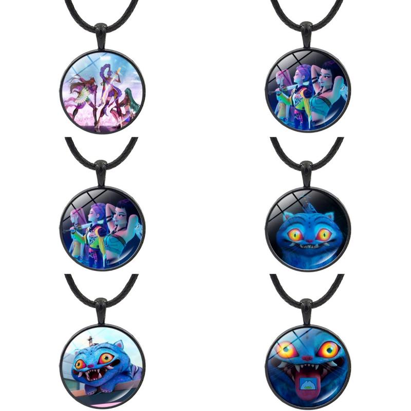 K-pop Охотник на демонов Ожерелья круглой формы Кулон с рисунком аниме-мультяшного персонажа Модное ожерелье идола Ювелирные изделия Подарки для фанатов