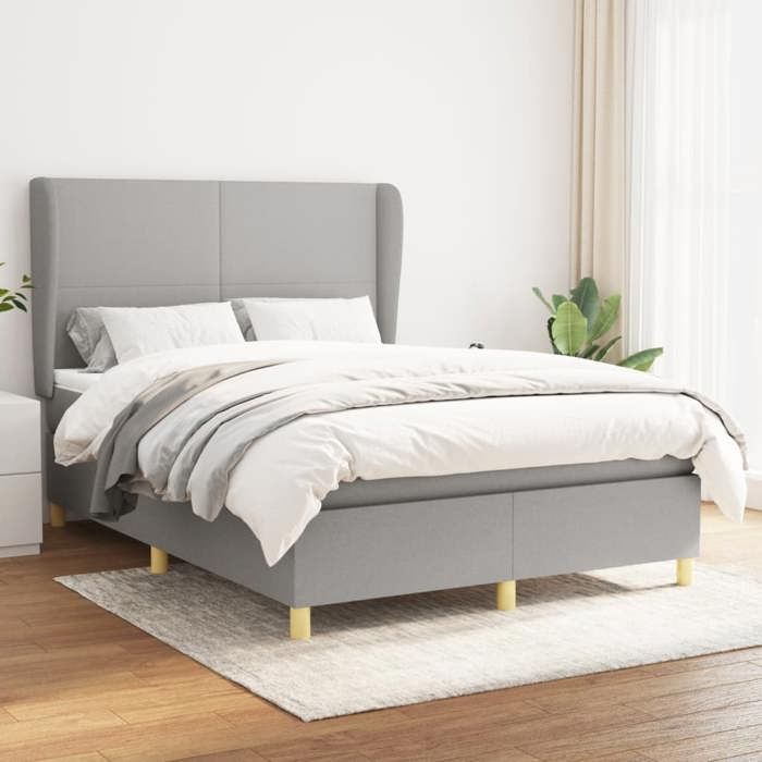 Maison Exclusive - Sommier à lattes de lit avec matelas Gris clair 140x190cm Tissu