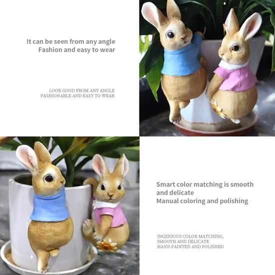 Practical Anti-fading Resin Rabbit Statue Climbing Sculpture Flower Pot Pendant Home Decor