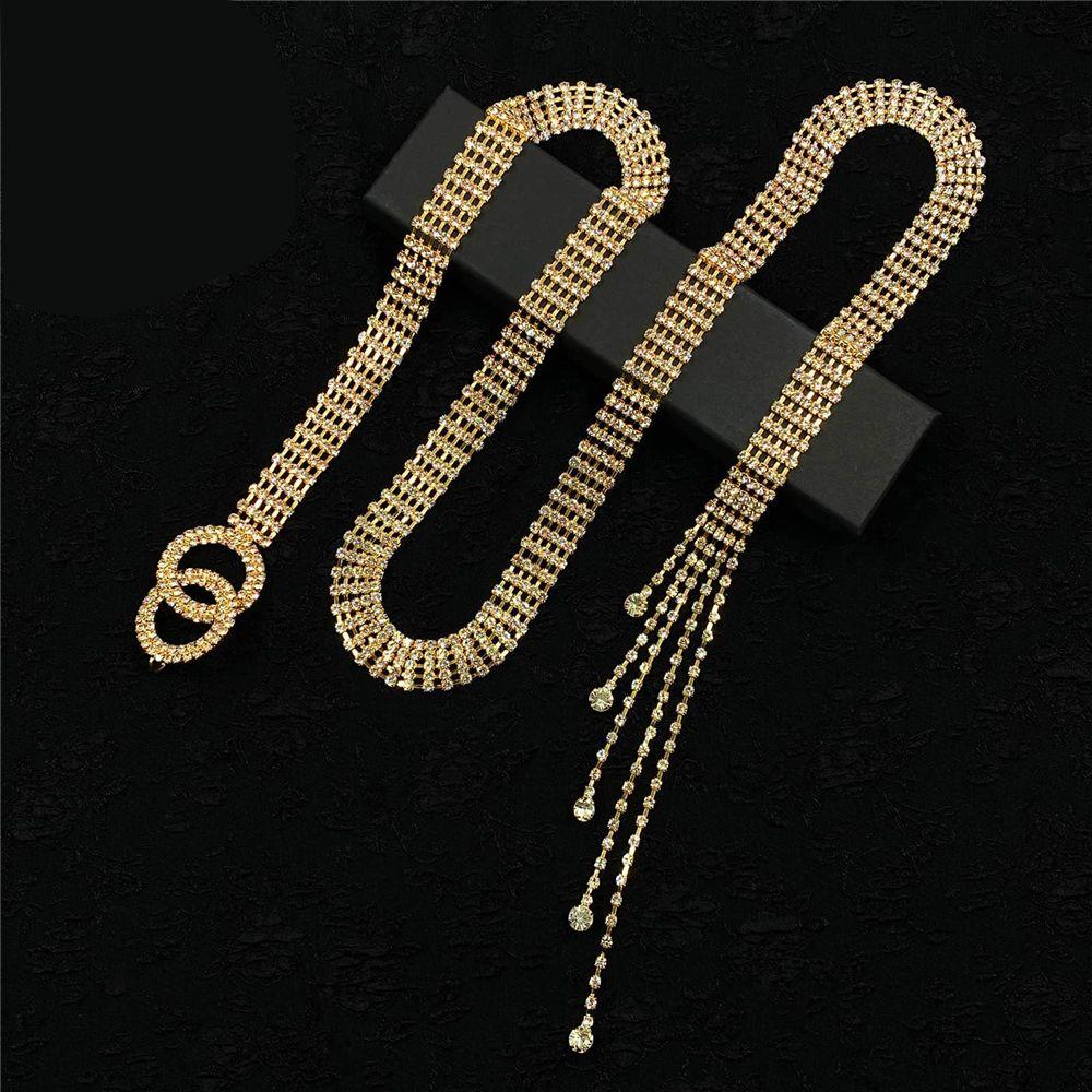 Модный подарок Поясной ремень Блестящие кисточки Цепочка со стразами Пояс из кристаллов Кольцо