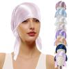 Baotou Scarf Simulation Silk Satin Nightcap Home Triangle Elastic Cap Women's Elastic Color Ding Solid Color Home Women Hair Bands