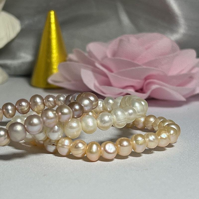 Высококачественный браслет из натурального пресноводного жемчуга 6 мм, нежный темпераментный эластичный браслет 14-21 см, размер по желанию