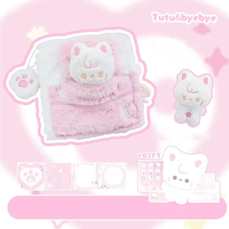 Cartoon Diary Girls' Notebook Cute High Beauty Plush Dog Loopbook with Hanging Stickers Notebook Student Stationery Gift Set