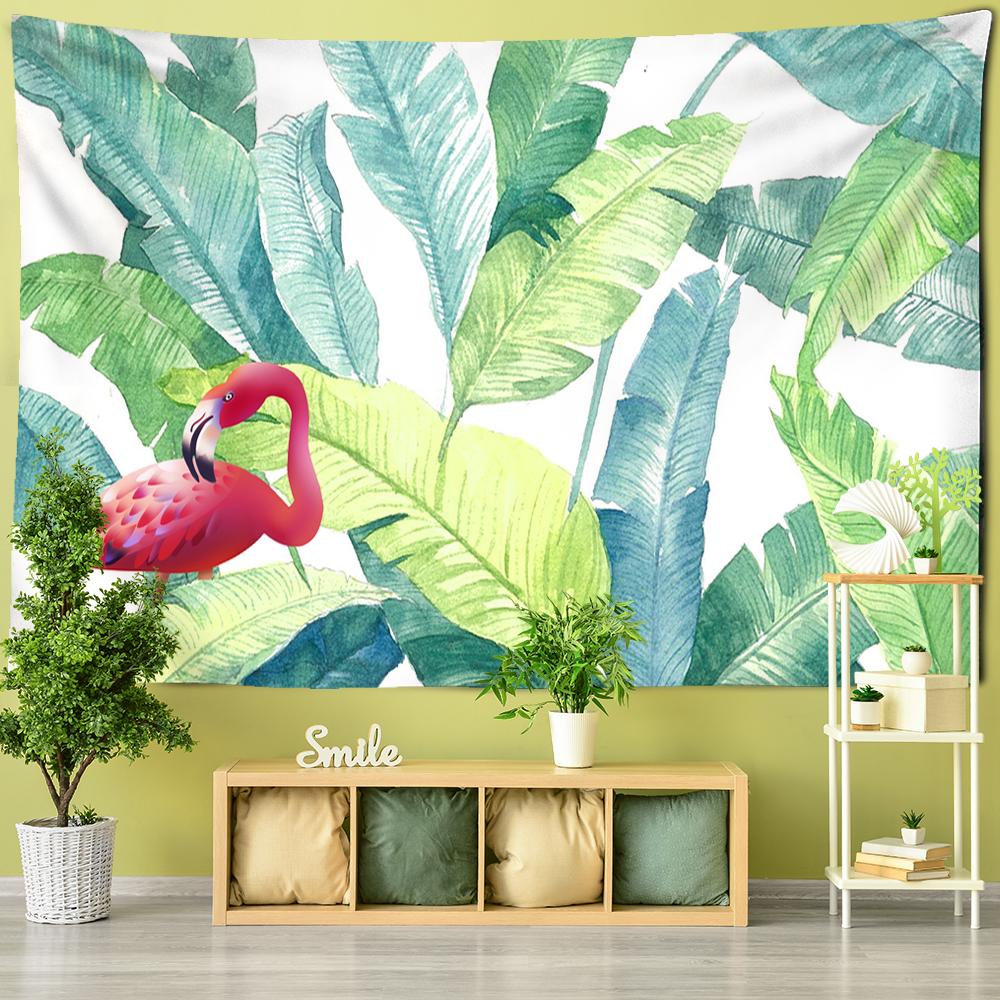Журавль зеленый пальмовый лист гобелен настенный маленький свежий хиппи TAPIZ богемный декор комнаты фоновая ткань