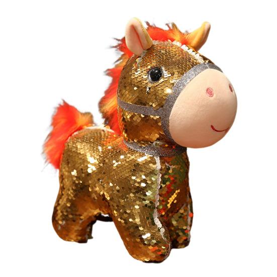 Sequin Horse Doll National Style Fabric Auspicious Meaning Zodiac Horse Theme Doll Traditional Crafted Pony Toy