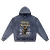 DTG Print Knitted Denim Zip-Up Hoodie Glory & Tragedy Brother Print Zipper Hoodies  