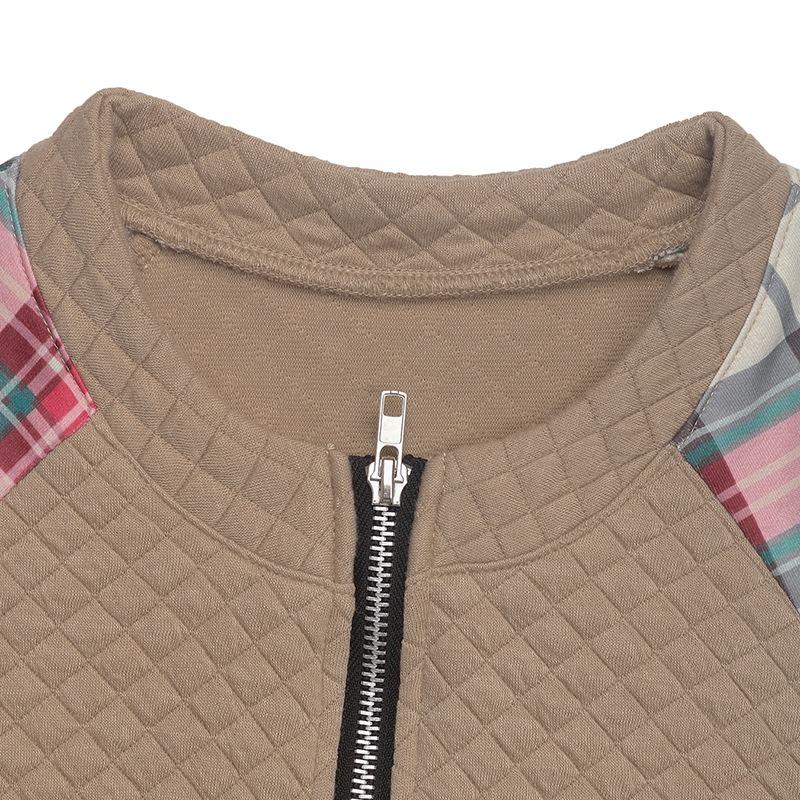 Женская винтажная повседневная свободная толстовка с длинным рукавом, пэчворк в клетку