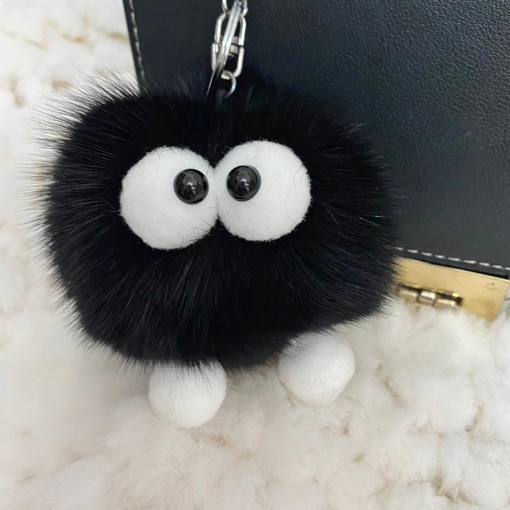 Natural Fox Fur Key Ring for Women Luxury Bag Car Keychain Cute Gift Fluffy Plush Dolls