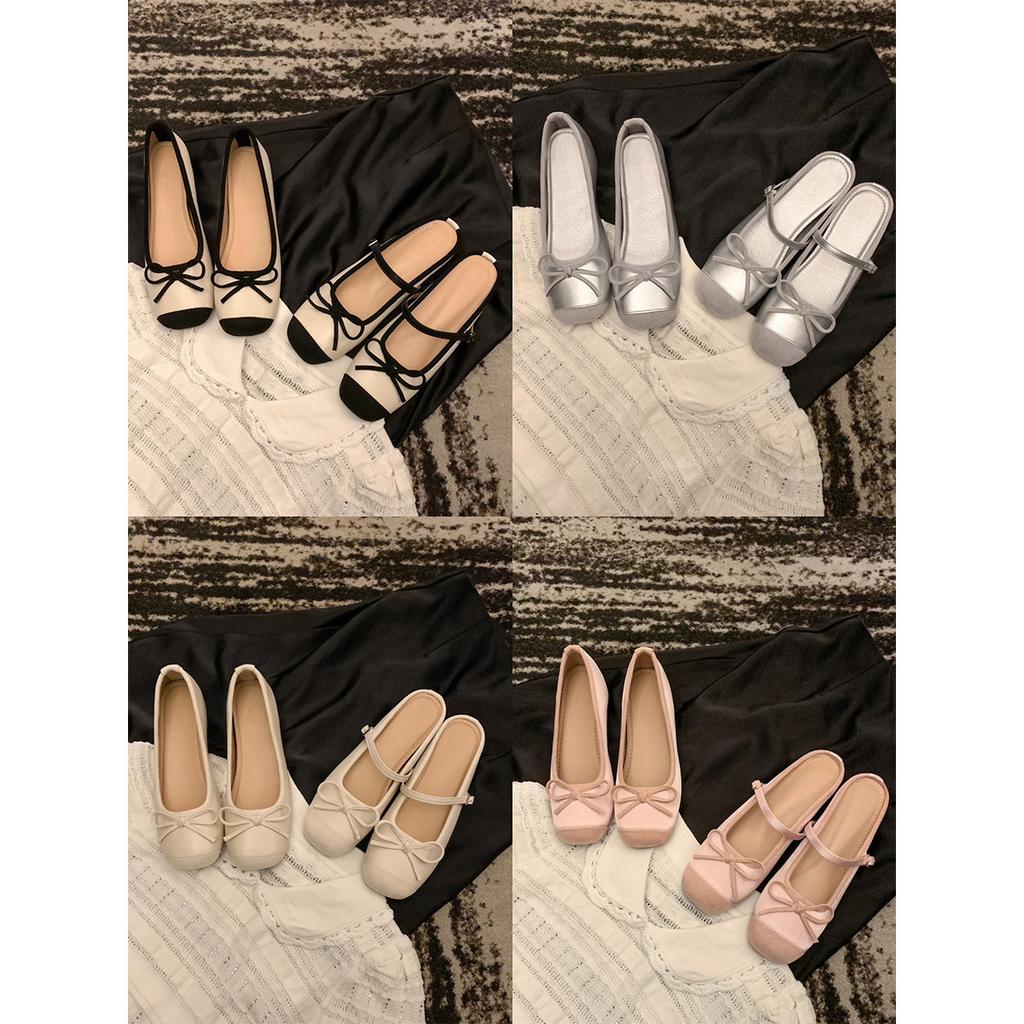 . Балетки с внутренним увеличением высоты, с бантом, с закрытым носком, полусабо