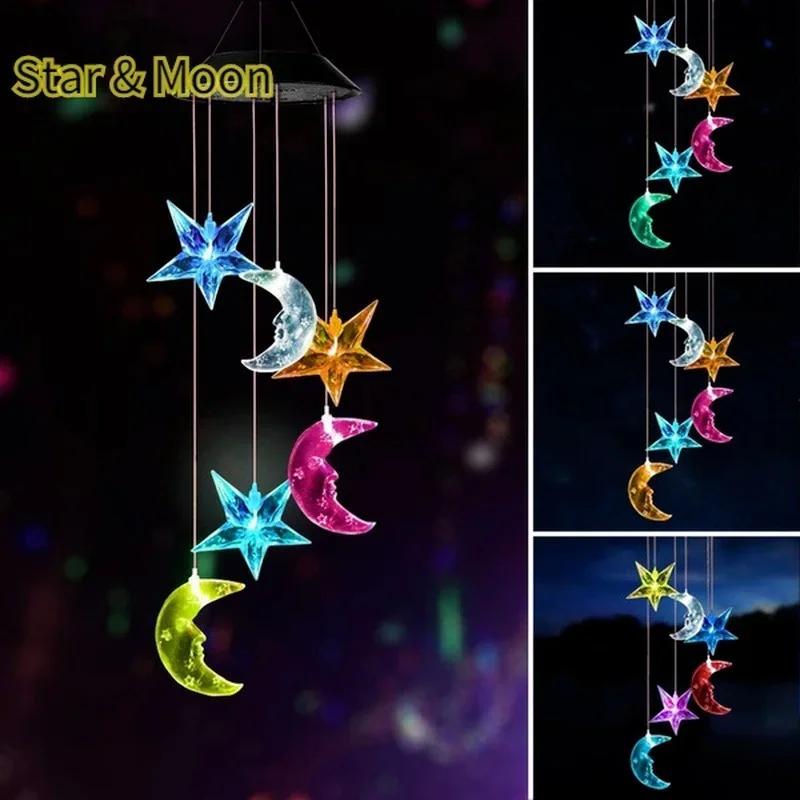 New LED Solar Wind Chime Crystal Ball Hummingbird Wind Chime Light Color Changing Waterproof Hanging Solar Light For Home Garden