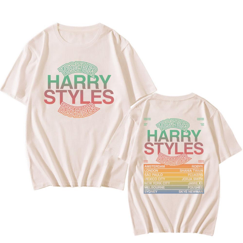 HarryStyles Together, Together Tour 2026 Футболки 100% Хлопок Летняя Короткий Рукав Унисекс Футболка Певец Графический Принт Футболки Мужские Топы смешные футболки