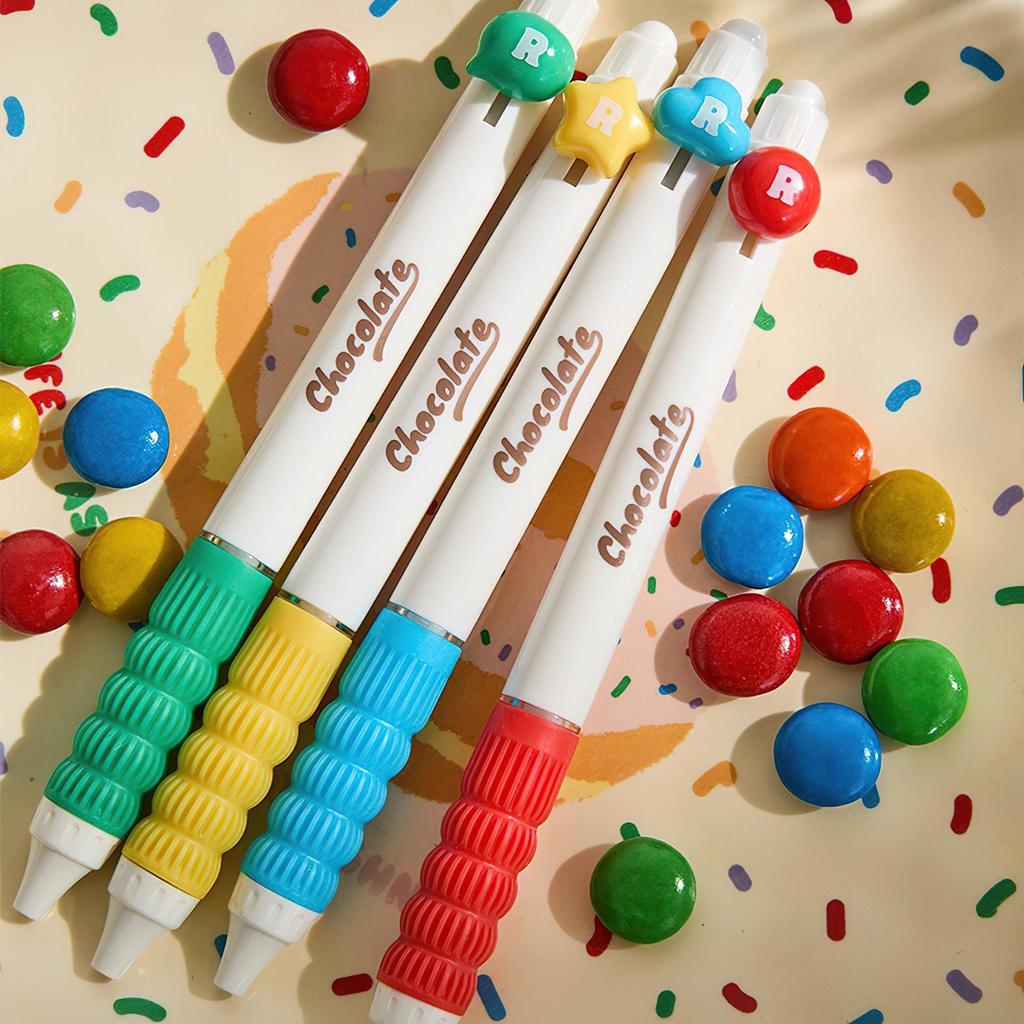 Набор из 4 гелевых ручек Candy Sweet Rainbow Milk Chocolate 0,5 мм шариковая ручка быстросохнущие черные чернила для письма