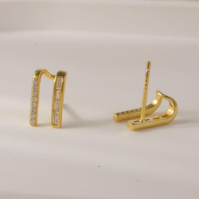 Korean Style Personalized Earrings High-end Light Luxury Niche Earrings Geometric Irregular Zircon Earrings