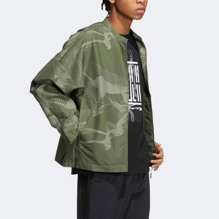 adidas SS22 Сплошная куртка на молнии с логотипом, мужская верхняя одежда, зеленая HE5151