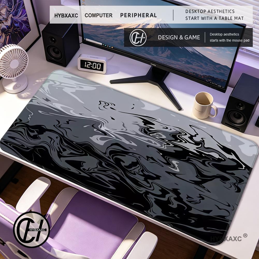 HYBXAXC Gaming Mouse Pad Abstract Black Gray Desk Mat Full Size Non Slip Premium Minimalist Design