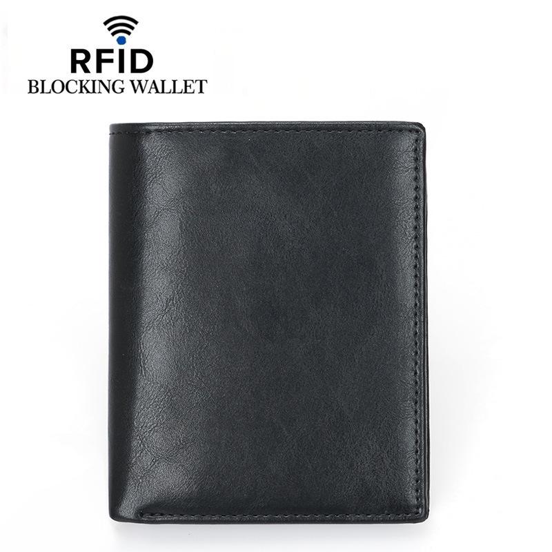 Мужской кошелек из натуральной кожи с RFID-меткой, отделениями для карт и карманом для монет